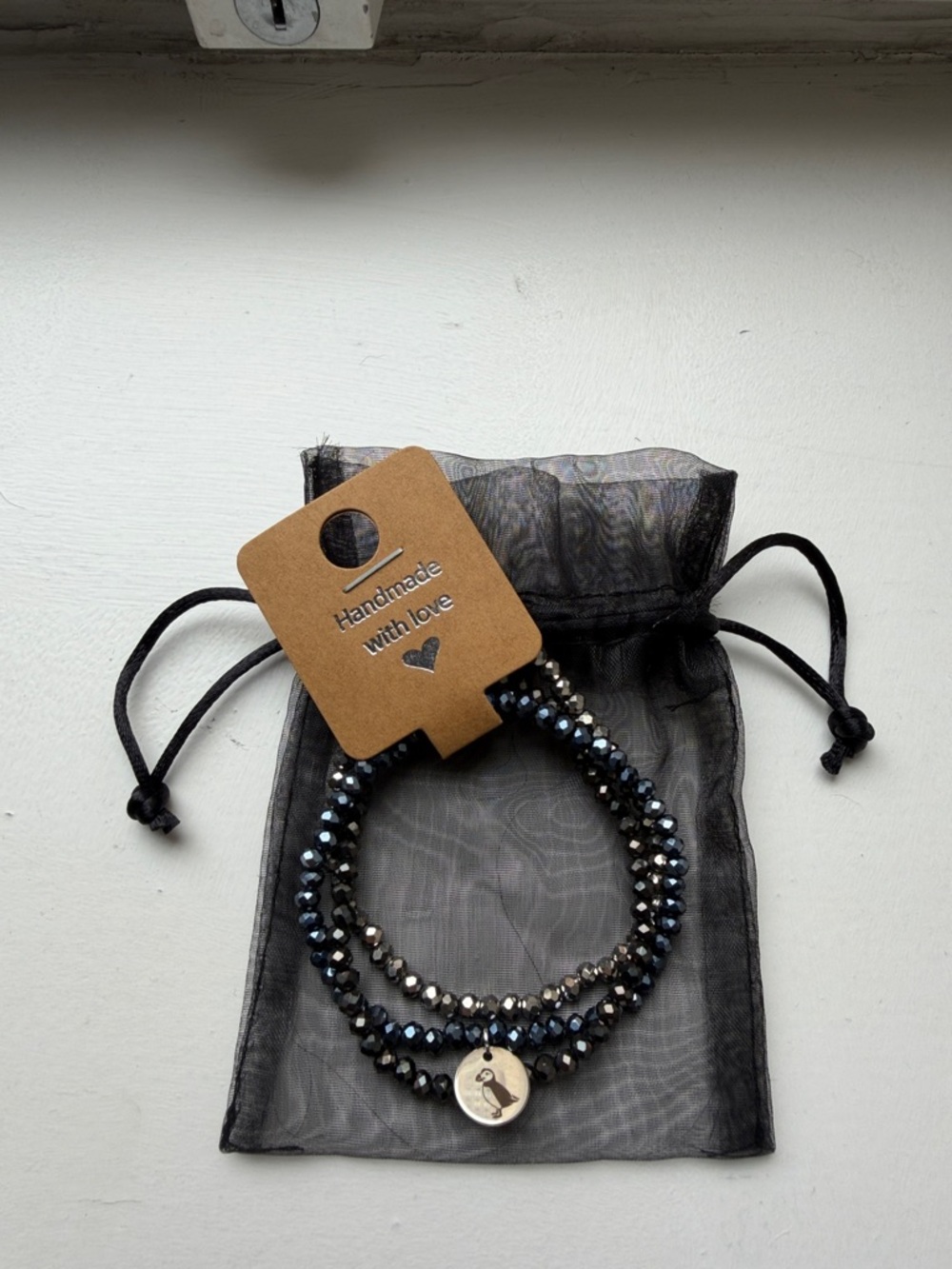 Handmade Beaded Bracelet Set with Bird Charm